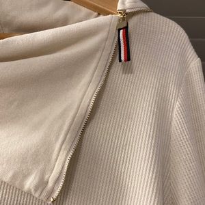 IZOD Cream Waffle-Knit Cowl Zip-Neck Large Sweater